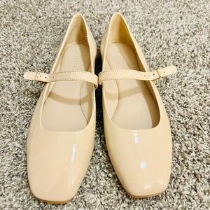 NWOT Faux Patent Leather “Sweetie” Nude Mary Jane Flats